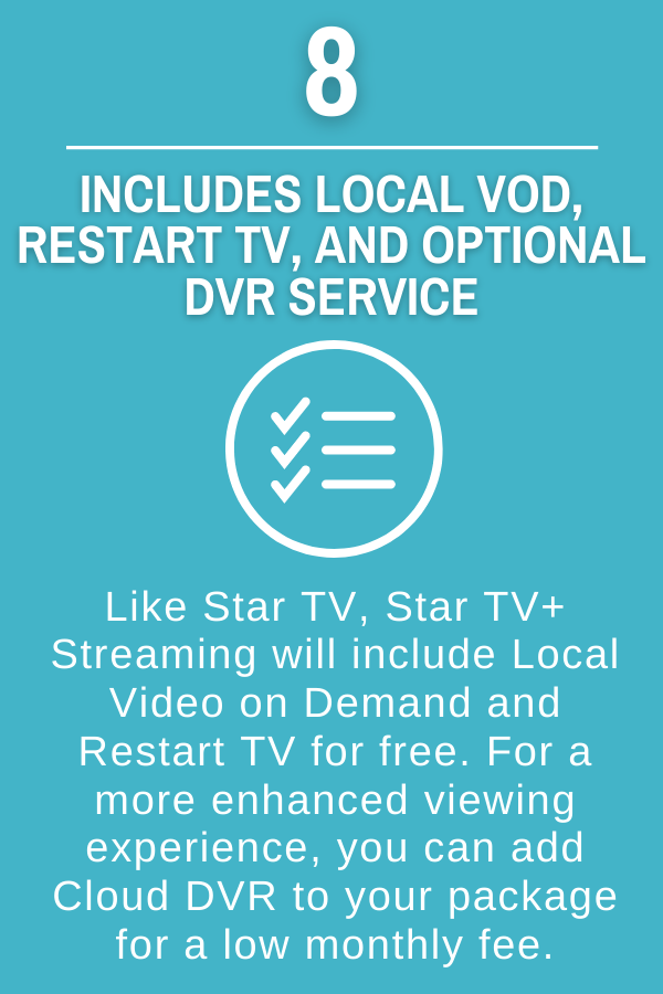 Includes local vod, restart tv, and optional DVR service